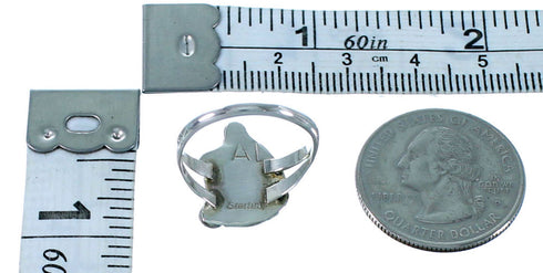 Sterling Silver And Turquoise Leaf Zuni Indian Ring Size 8 SX106296